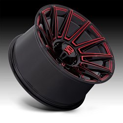 XD Series XD867 Specter Gloss Black Milled Red Tint Custom Truck Wheels 2